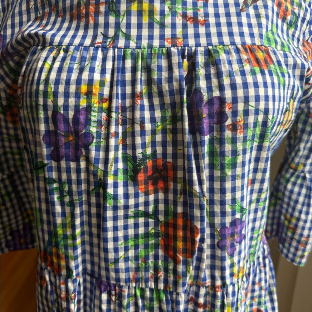 Romeo & Juliet Couture Blue Checkered Floral Dress - Picture 2 of 9